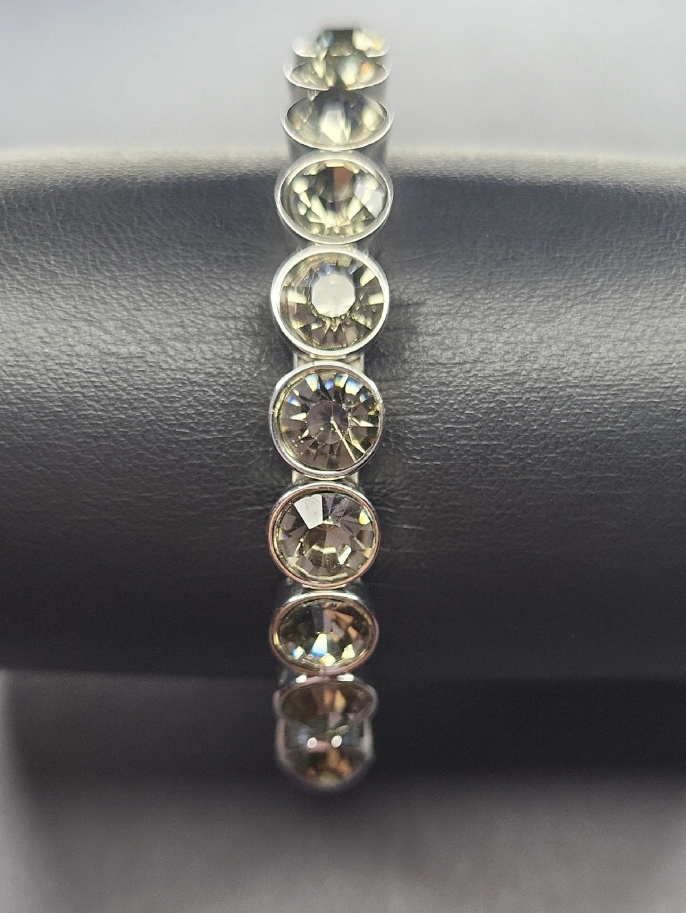 Silver-Tone Bracelet with Smoky Crystal Accents